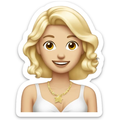 Blonde white girl with birthday banner and champagne in hand  sticker