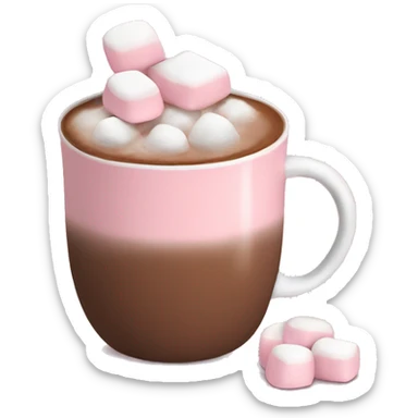 Light Pink mug of hot chocolate with marshmallows  sticker
