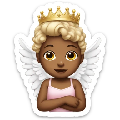 a baby girl with angel crown sticker