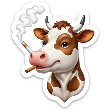 a cow smoking a spliff sticker