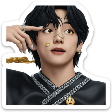 girl in jacket with jewelry sticker