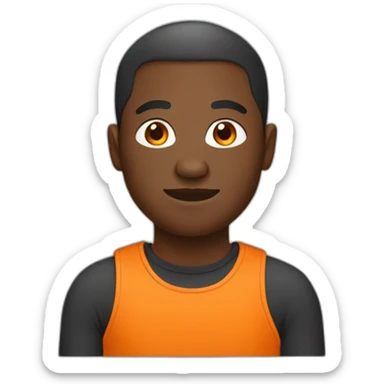 Black man with teeshirt White orange sticker