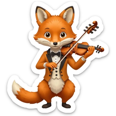Fox playing playing violin sticker