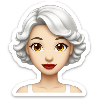 girl, red eyes, red lips, White hair, white-skin, cocktail dress sticker