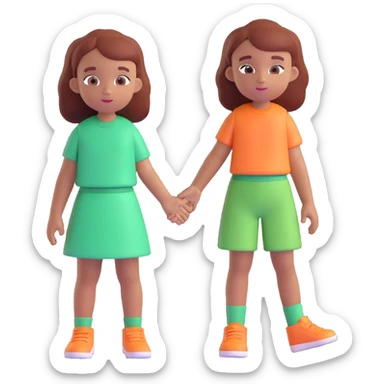 Slightly increase the volume of the upper body of the girl, separate the girl and the boy from each other, make the skin color the same for both characters. Keep the cartoonish 3D style. Keep the background transparent. sticker