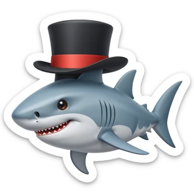 Shark with a top hat sticker