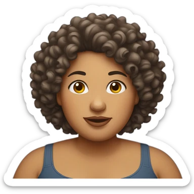 fat curly haired mixed woman sticker