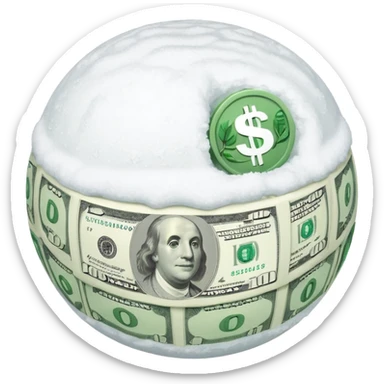 Snow ball with dollar bills  sticker