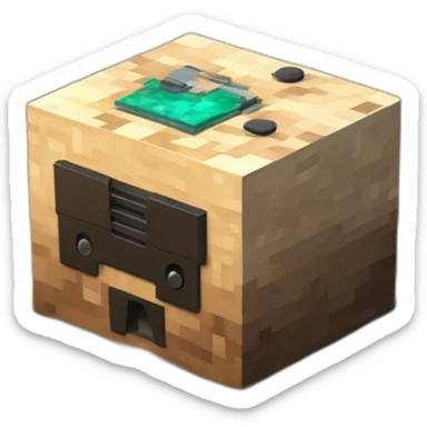 minecraft dirt block met een gamecontroler er boven op sticker