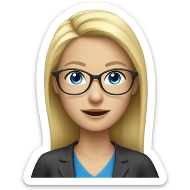 teacher  blond female glasses blue eye sticker