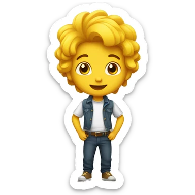 Niño con el pelo amarillo y largo bailan sticker