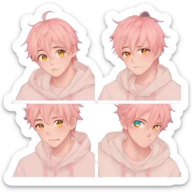 Gorgeous romantic hot attractive anime style modern anime shojo guy with pretty ponytail hair and colorful eyes and blushing face aesthetic trending style  pastelcore cottagecore kawaiicore sticker