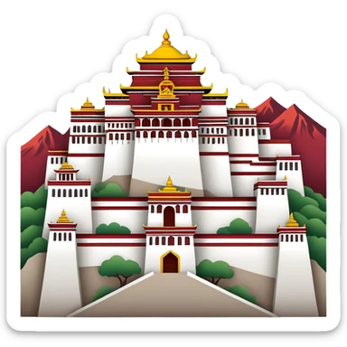 Tibetan Potala Palace Lhasa, simplified emoji style with bold outlines and red palace sticker
