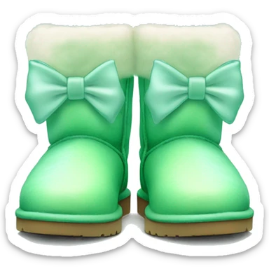 Realistic gradient mint green ugg boots with fur and light mint green bow. sticker