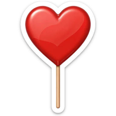 red heart-shaped lollipop on a stick sticker