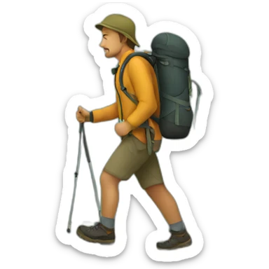 hiker walking up mountain  sticker