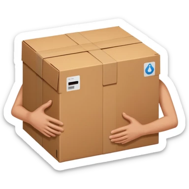 two hands handing box normal package sticker