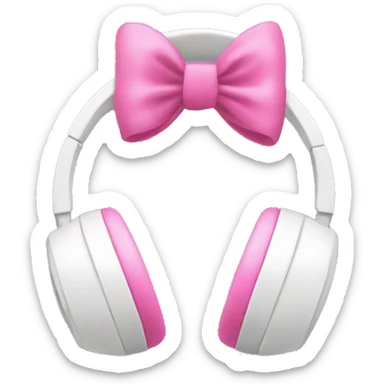 White headphones with pink bow sticker