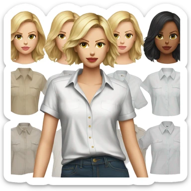 ultra realistic charlize theron wearing shirt sticker