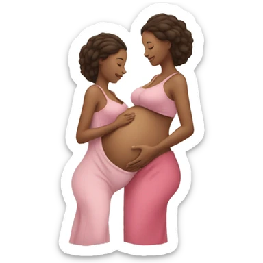 woman pregnant with twins holding her belly sticker