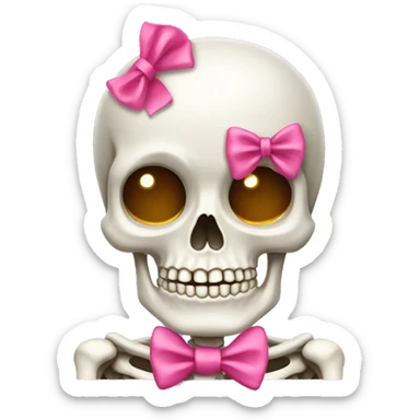 Skeleton with pink bow on head sticker