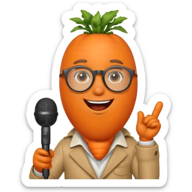 singing carrot wearing glasses with microphone sticker