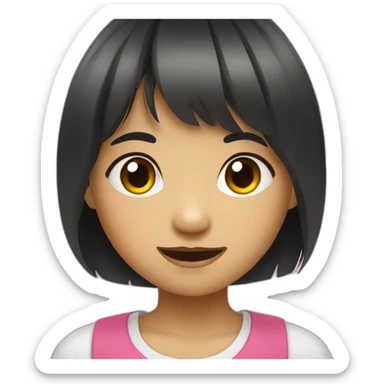 Filipino child girl young with short hair fringe slim lost on front tooth sticker