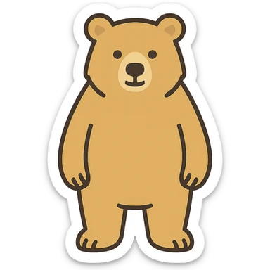 flat toon style blonde grizzly bear full body icon sticker