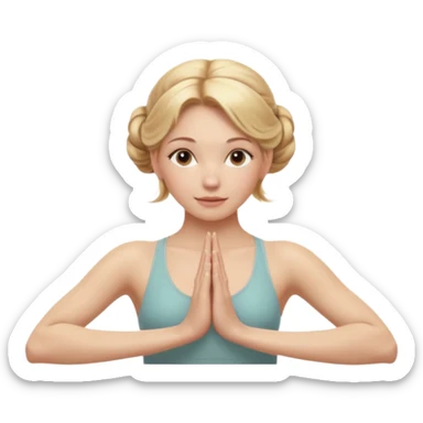 Cinematic Realistic yoga Portrait, depicted with lifelike skin texture, subtle rosy undertones, and soft natural lighting that enhances the gentle contours of her face. Her intricately detailed golden blonde hair is elegantly styled in an updo, sticker