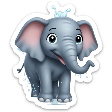 Elephant taking a shower sticker