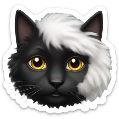 fluffy black cat with white spot on nose sticker