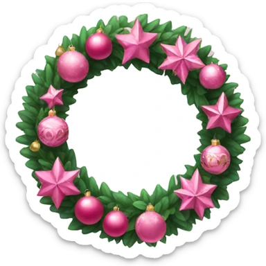 Pink wreath with ornaments  sticker