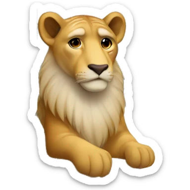 löwe sitzt am computer sticker