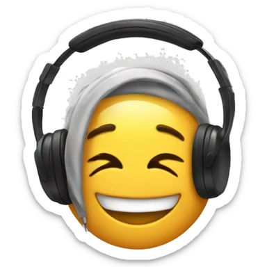 smiling emoji with headphones sticker