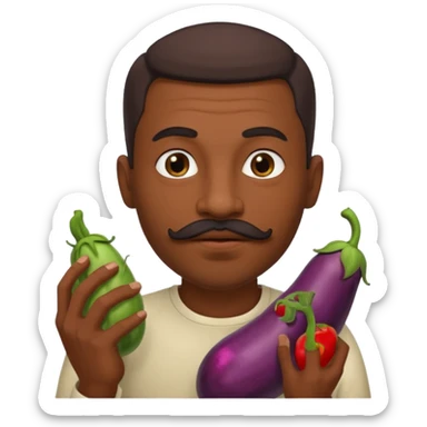 Egyptian man with moustache and goatee sucking on an eggplant  sticker
