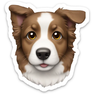 dark brown corgidoodle puppy with white stripe down middle of face sticker