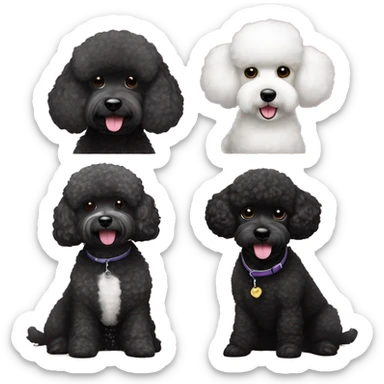 Solid black dog half mini poodle and half bichon frisée sticker