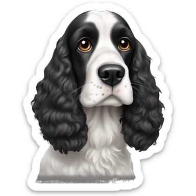 black and white cocker spaniel with nose spots sticker