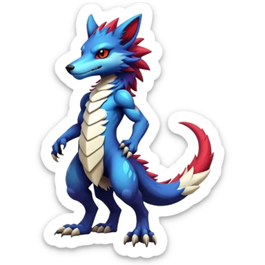 Epic Edgy Cute Colorful Modern Anthro Vernid-Protogen-Sergal-creature-animal full body sticker