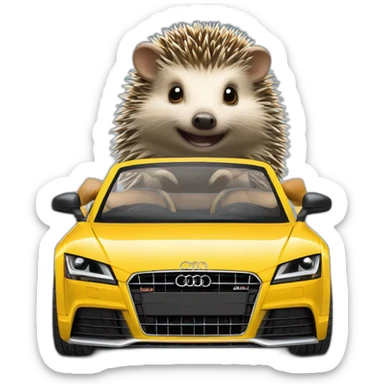 Hedgehog driving a audi TT car sticker