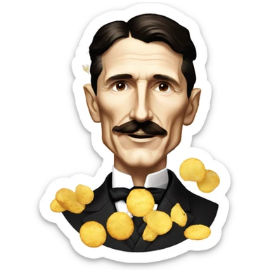 Nikola Tesla eaten chips Lase  sticker