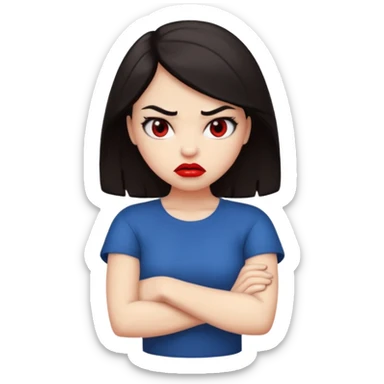 very angry arms crossed girl with dark hair sticker