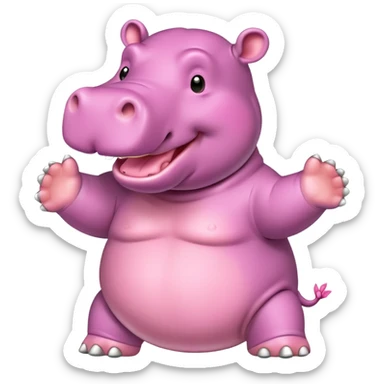 an cheering happy hippo with Hippo Skin Color  sticker