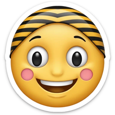 fait moi un emoji qui sourit mais au lieu d’être avec un fond jaune il a un fond arc en ciel mais avec du noir dans l’arc en ciel sticker