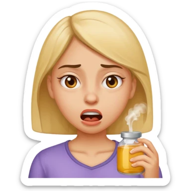 Girl emoji smelling something that stinks sticker