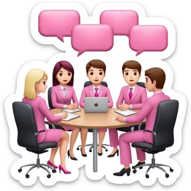 people in pink SPAM office setting having a SPAMGAGE meeting landscape  sticker