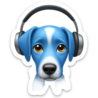 Blue dog with headphones on sticker