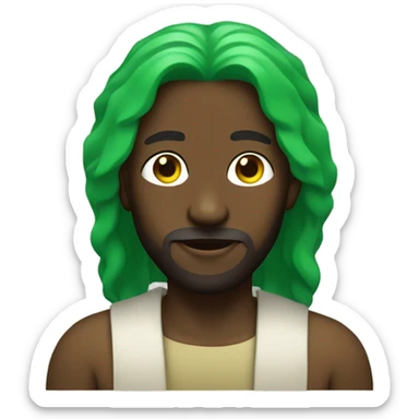 Black jesus with green hair sticker