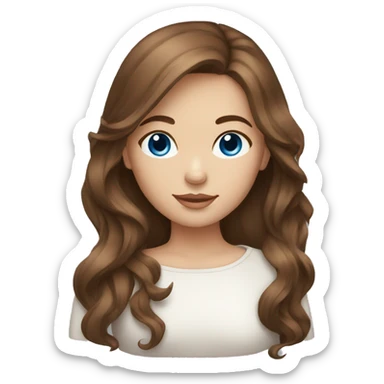 beautiful girl with brown hair blue eyes sticker