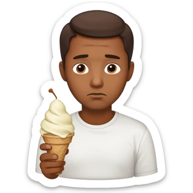 A man with an empty ice cream bowl sad because there’s no ice cream sticker